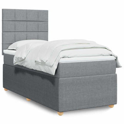 Giroletto a Molle con Materasso Grigio Chiaro 90x200 cm Tessuto