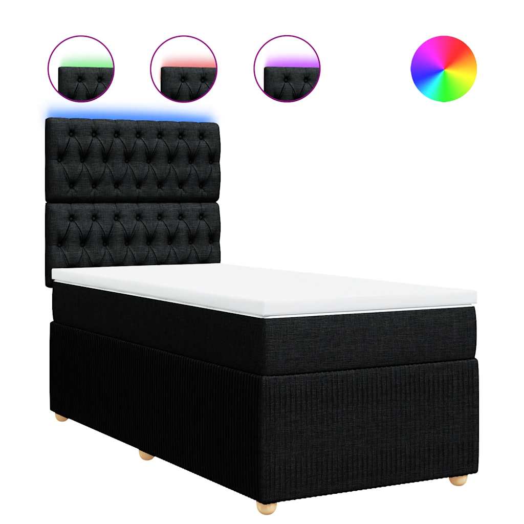 Giroletto a Molle con Materasso Nero 90x200 cm in Tessuto