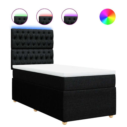 Giroletto a Molle con Materasso Nero 90x200 cm in Tessuto