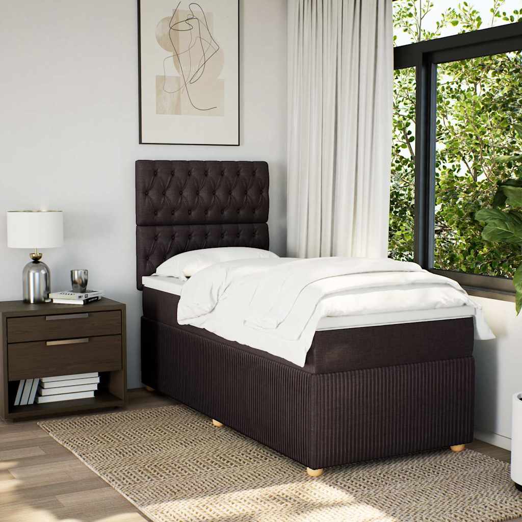 Giroletto a Molle con Materasso Marrone Scuro 90x200 cm Tessuto | homemem39