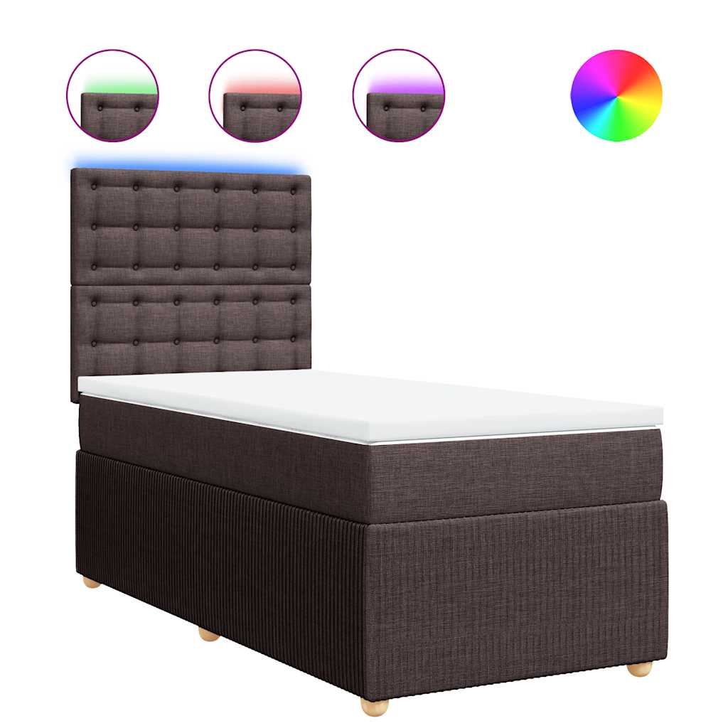 Giroletto a Molle con Materasso Marrone Scuro 90x200 cm Tessuto | homemem39