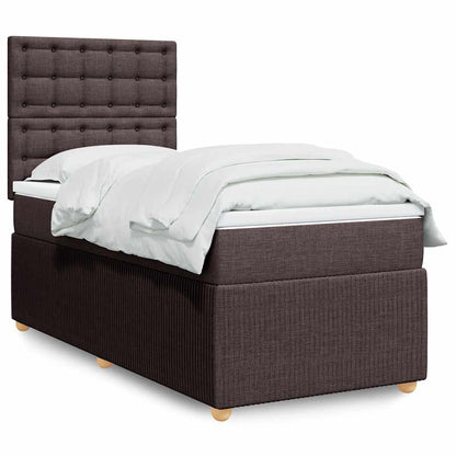 Giroletto a Molle con Materasso Marrone Scuro 90x200 cm Tessuto | homemem39