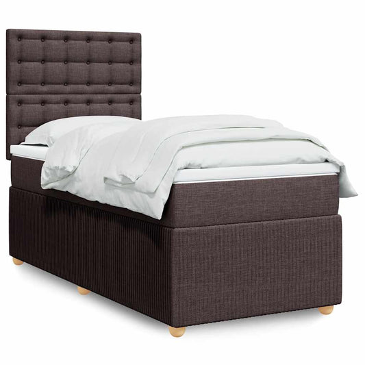 Giroletto a Molle con Materasso Marrone Scuro 90x200 cm Tessuto | homemem39