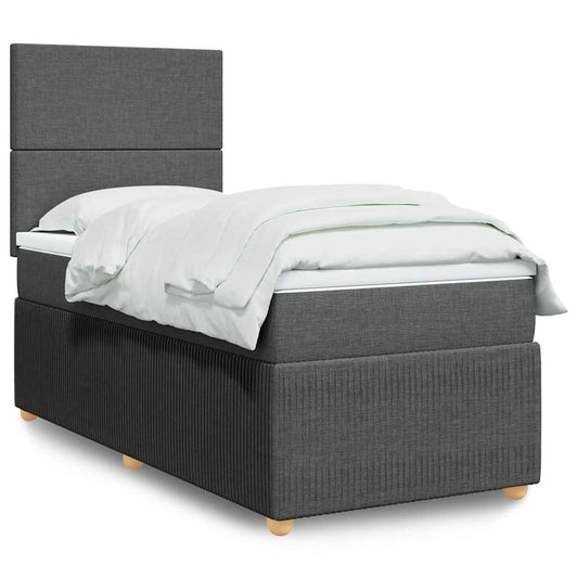 Giroletto a Molle con Materasso Grigio Scuro 100x200 cm Tessuto