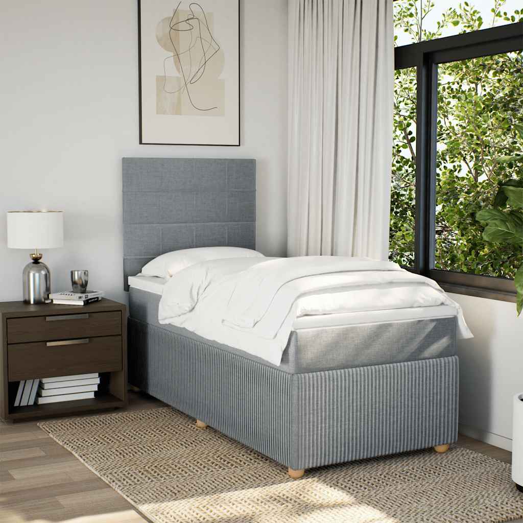 Giroletto a Molle con Materasso Grigio Chiaro100x200 cm Tessuto