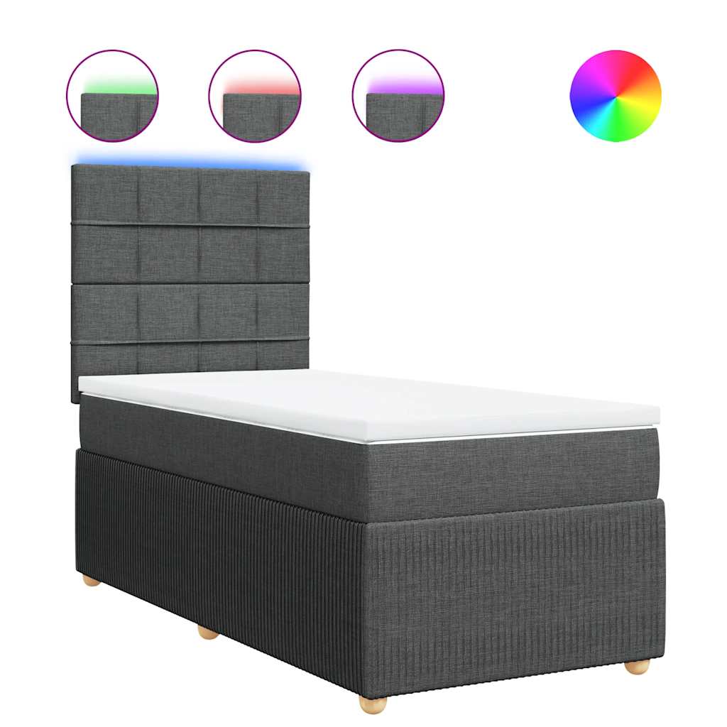 Giroletto a Molle con Materasso Grigio Scuro 100x200 cm Tessuto | homemem39