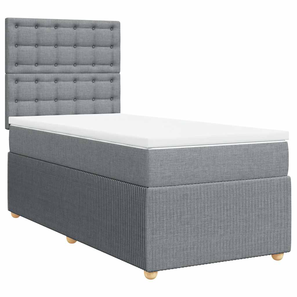 Giroletto a Molle con Materasso Grigio Chiaro100x200 cm Tessuto