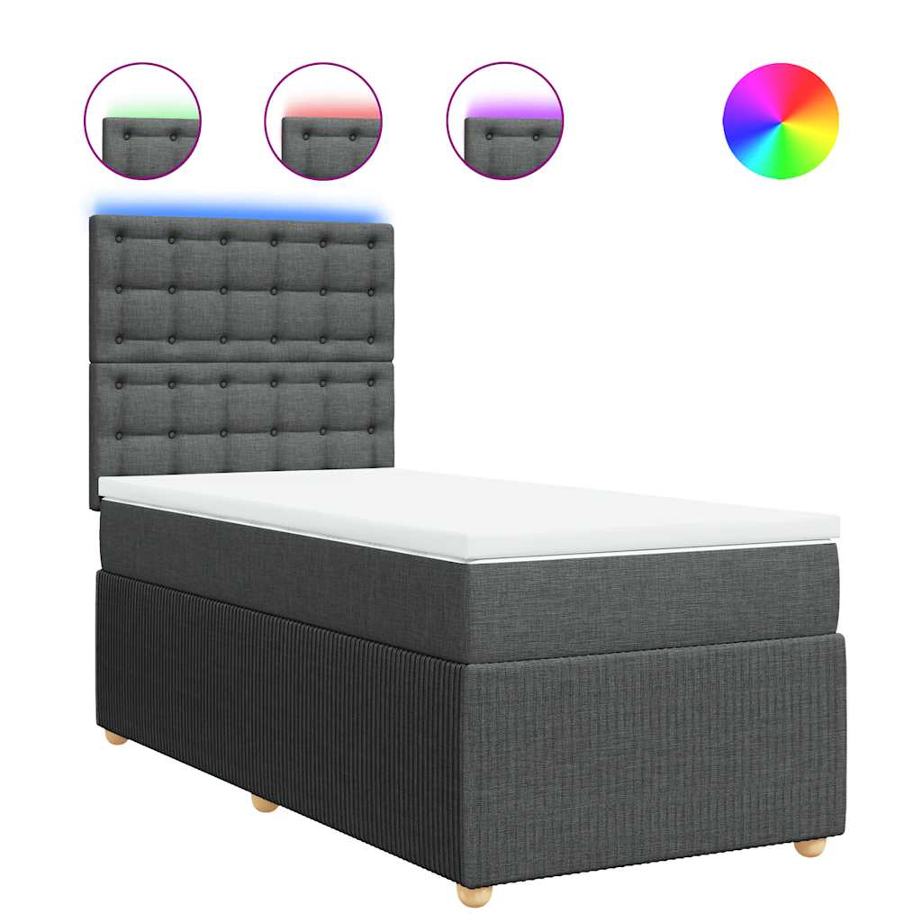 Giroletto a Molle con Materasso Grigio Scuro 100x200 cm Tessuto | homemem39
