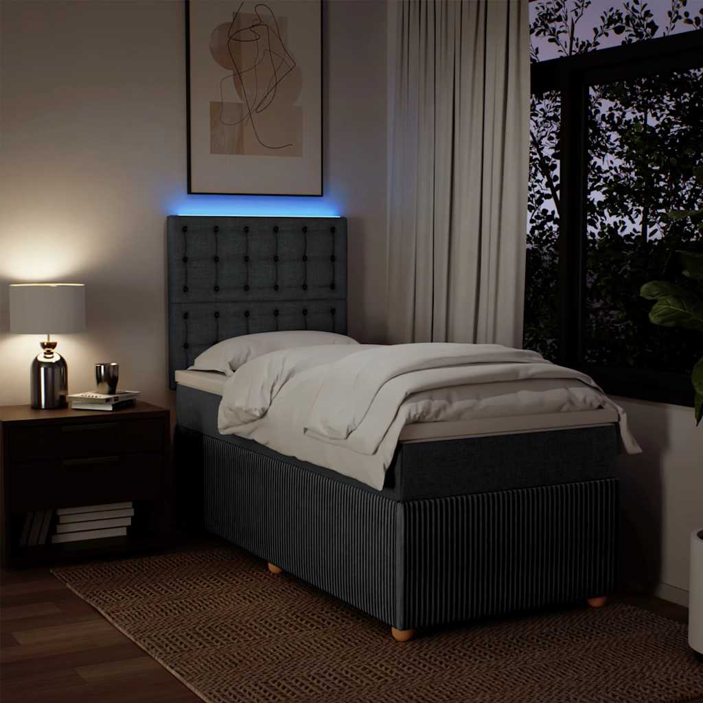 Giroletto a Molle con Materasso Grigio Scuro 100x200 cm Tessuto | homemem39