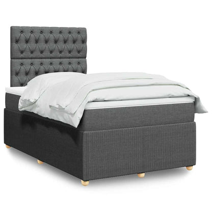 Giroletto a Molle con Materasso Grigio Scuro 120x190cm Tessuto