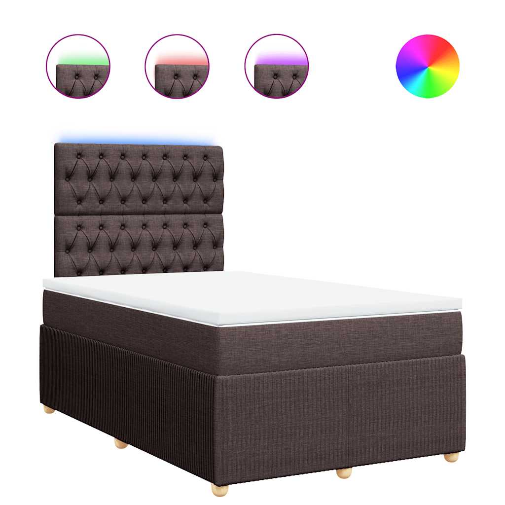 Giroletto a Molle con Materasso Marrone Scuro 120x190cm Tessuto | homemem39