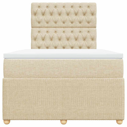 Giroletto a Molle con Materasso Crema 120x190 cm in Tessuto - homemem39