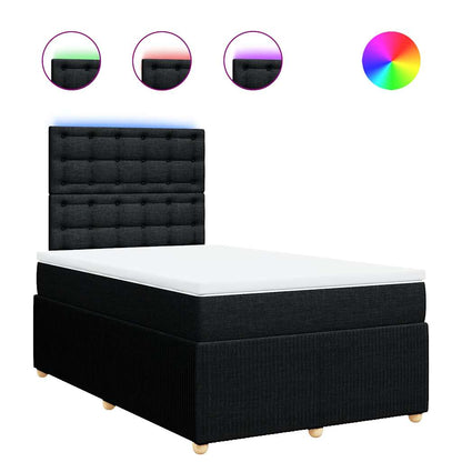 Giroletto a Molle con Materasso Nero 120x190 cm in Tessuto