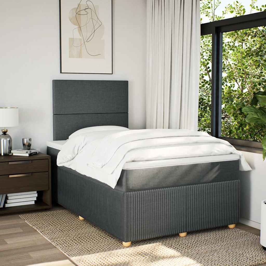 Giroletto a Molle con Materasso Grigio Scuro 120x200 cm Tessuto | homemem39