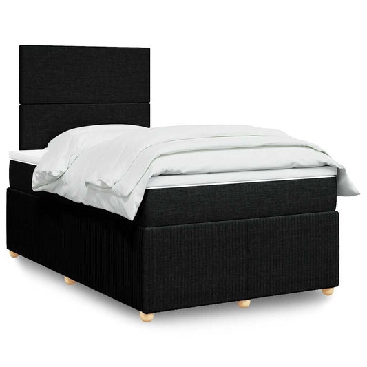 Giroletto a Molle con Materasso Nero 120x200 cm in Tessuto