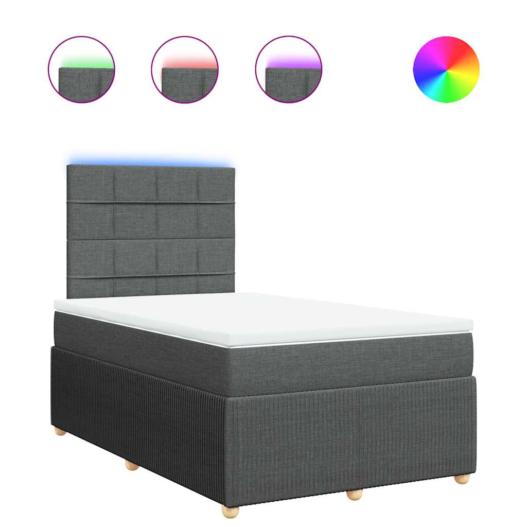 Giroletto a Molle con Materasso Grigio Scuro 120x200 cm Tessuto | homemem39