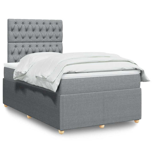 Giroletto a Molle con Materasso Grigio Chiaro 120x200cm Tessuto