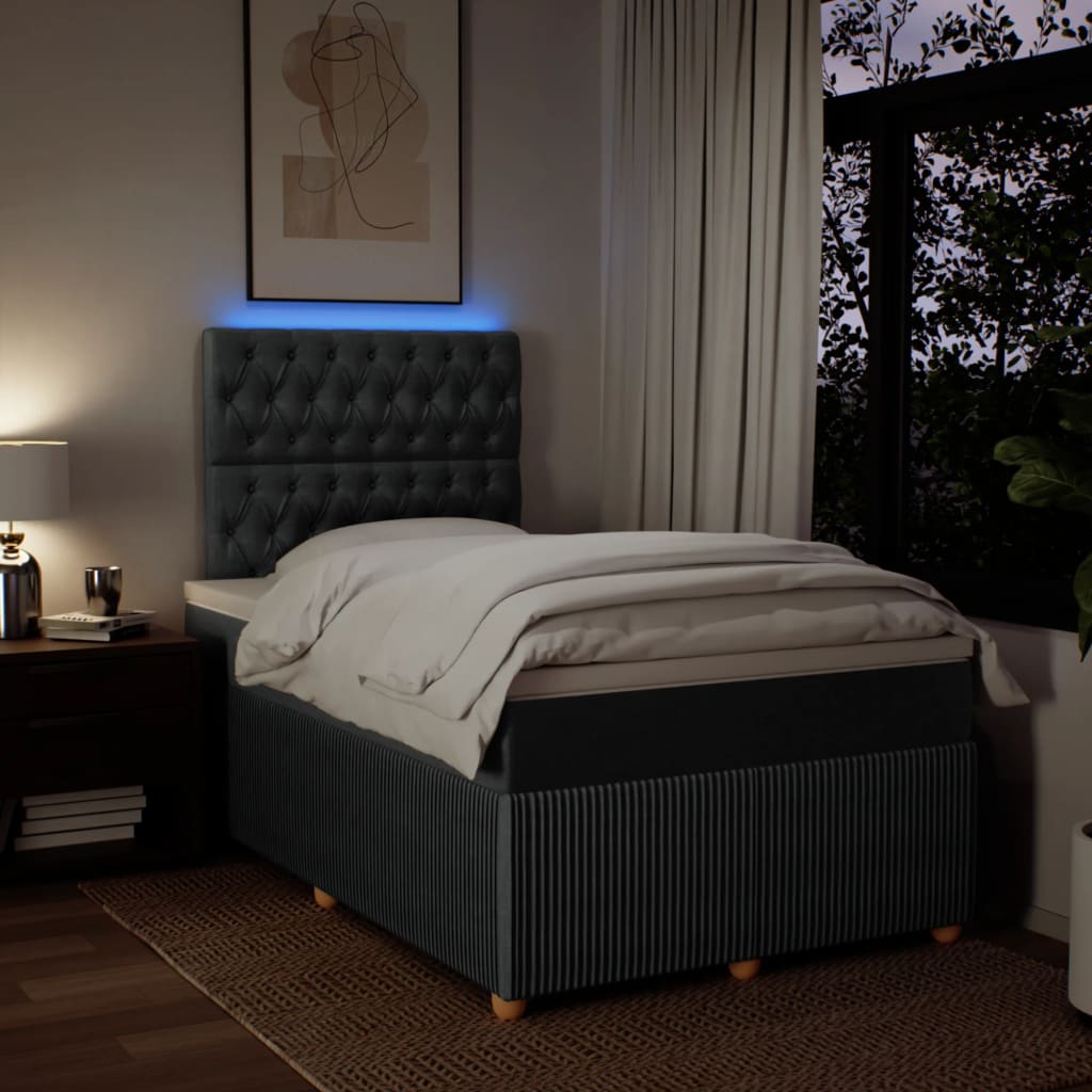 Giroletto a Molle con Materasso Grigio Scuro 120x200 cm Tessuto | homemem39
