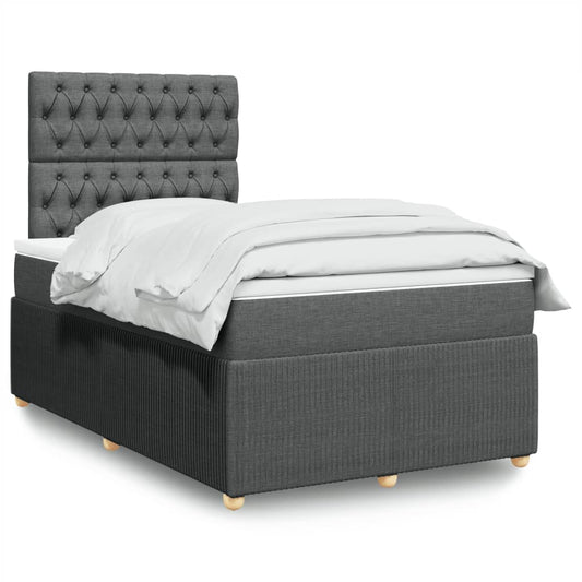 Giroletto a Molle con Materasso Grigio Scuro 120x200 cm Tessuto