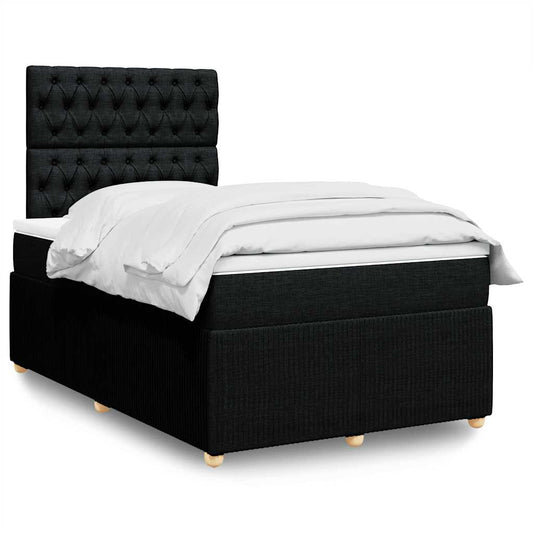 Giroletto a Molle con Materasso Nero 120x200 cm in Tessuto