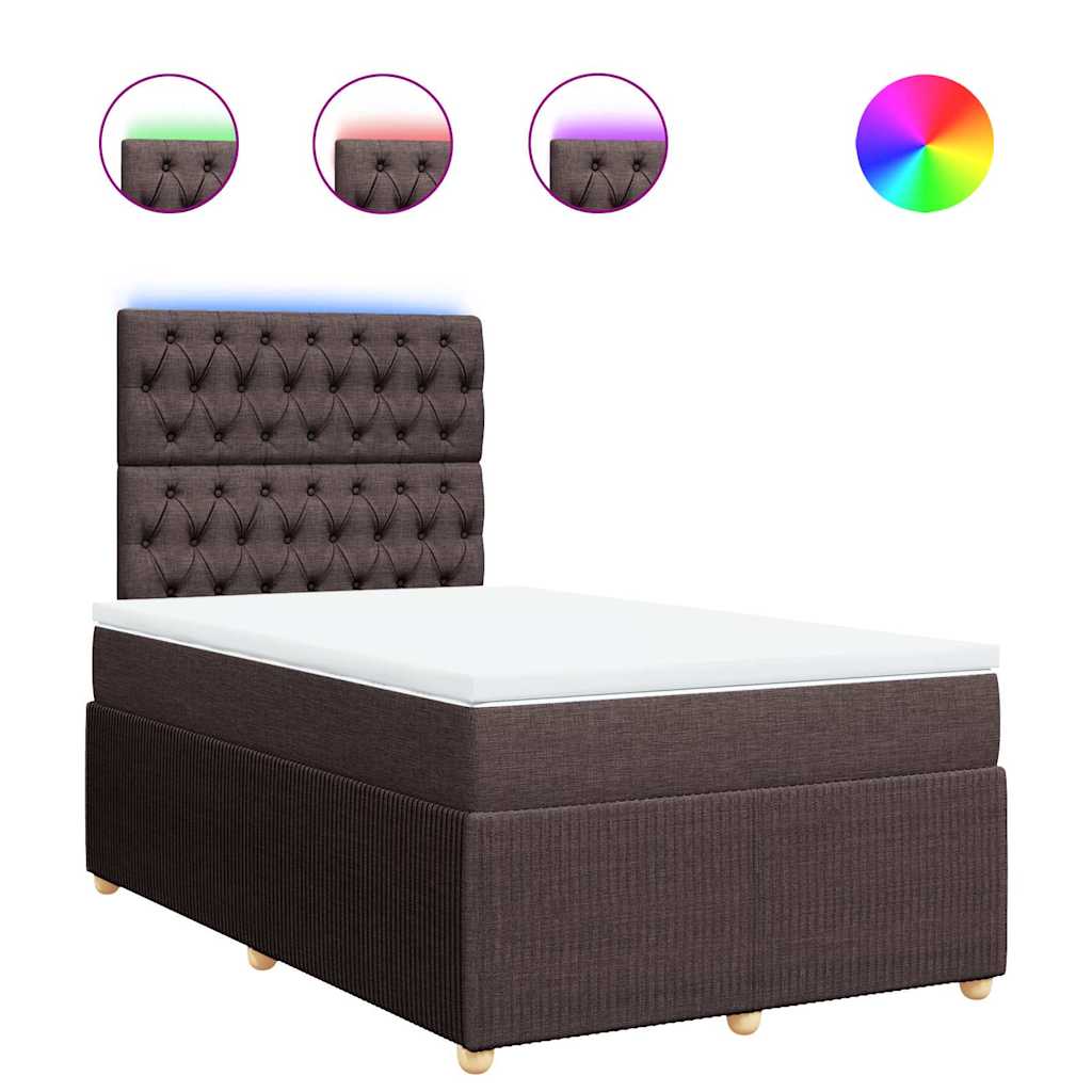 Giroletto a Molle con Materasso Marrone Scuro 120x200cm Tessuto | homemem39