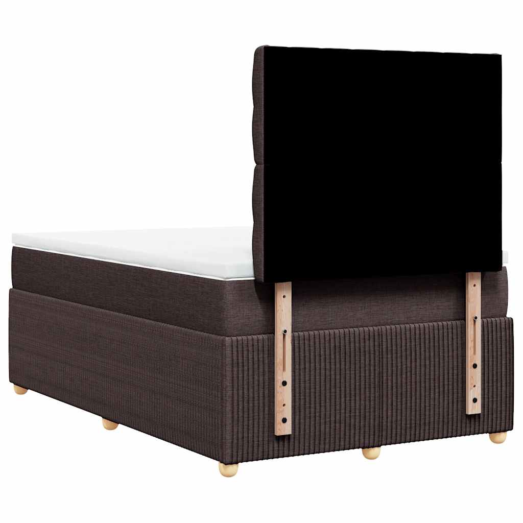 Giroletto a Molle con Materasso Marrone Scuro 120x200cm Tessuto