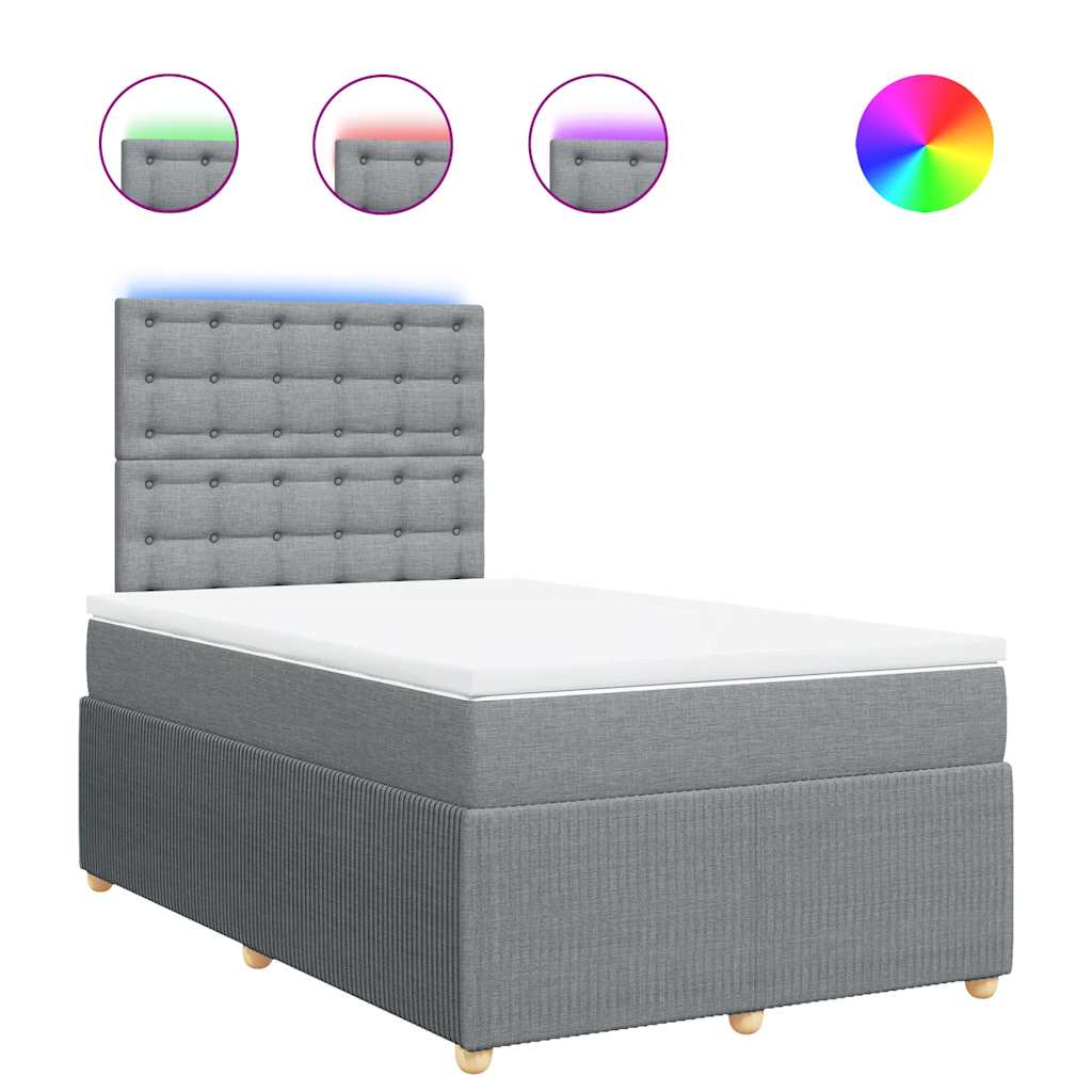 Giroletto a Molle con Materasso Grigio Chiaro 120x200cm Tessuto | homemem39