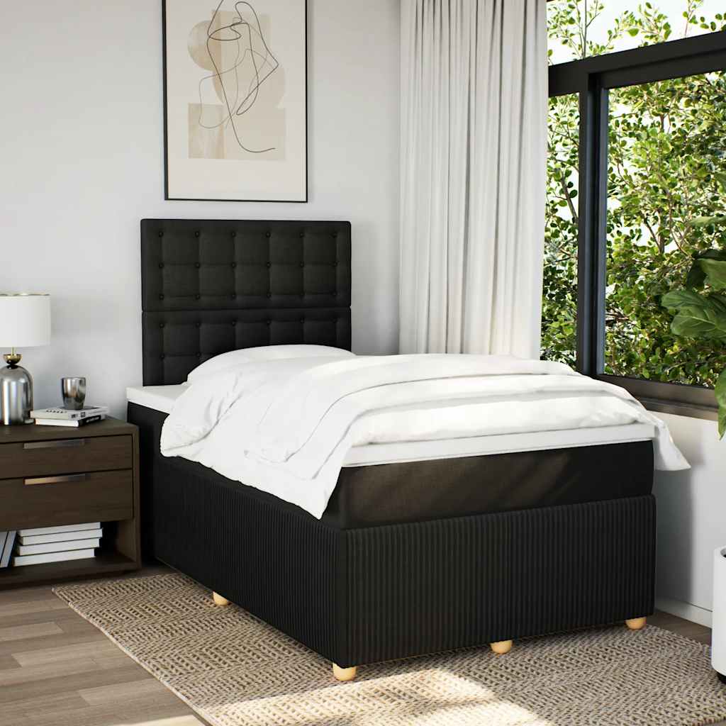 Giroletto a Molle con Materasso Nero 120x200 cm in Tessuto | homemem39