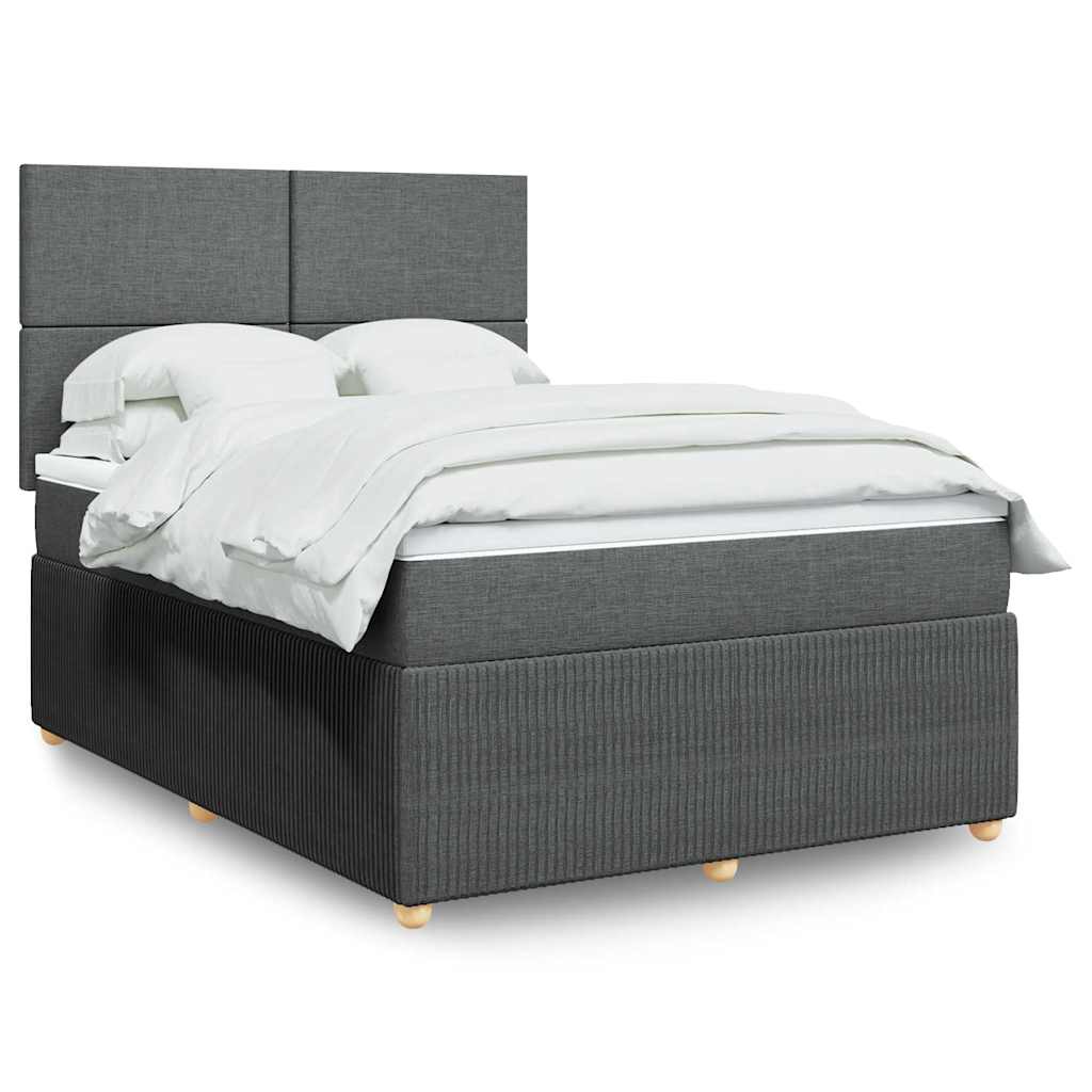 Giroletto a Molle con Materasso Grigio Scuro 140x190 cm Tessuto