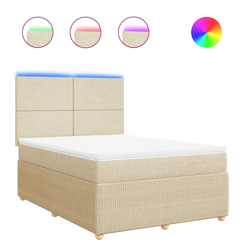 Giroletto a Molle con Materasso Crema 140x19 cm in Tessuto | homemem39