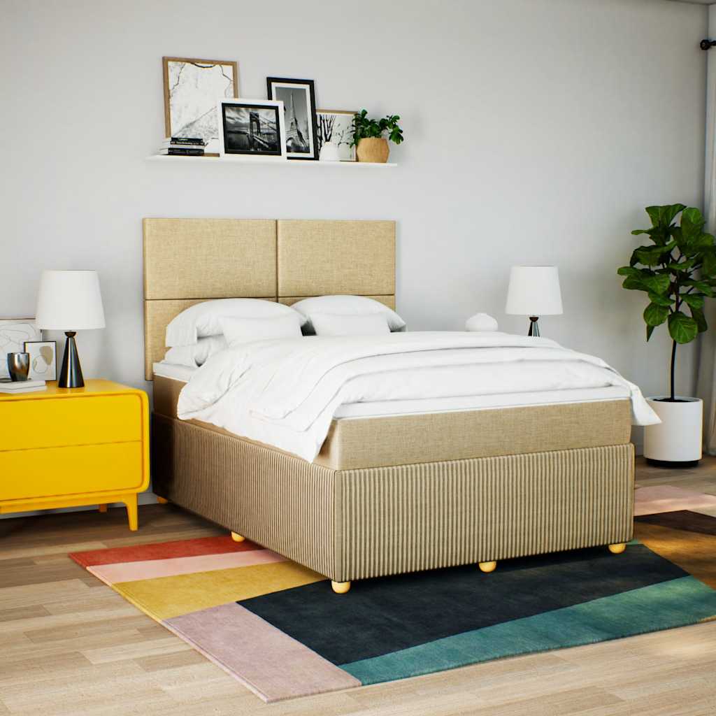 Giroletto a Molle con Materasso Crema 140x19 cm in Tessuto | homemem39