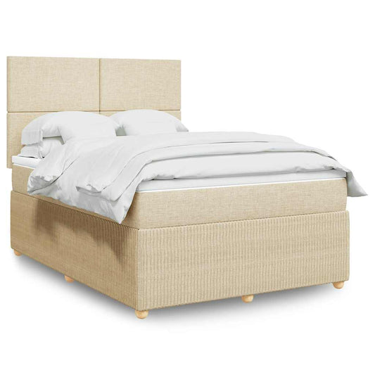 Giroletto a Molle con Materasso Crema 140x19 cm in Tessuto | homemem39