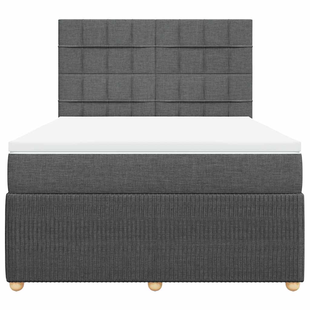 Giroletto a Molle con Materasso Grigio Scuro 140x190 cm Tessuto