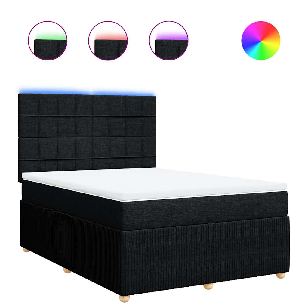 Giroletto a Molle con Materasso Nero 140x190 cm in Tessuto