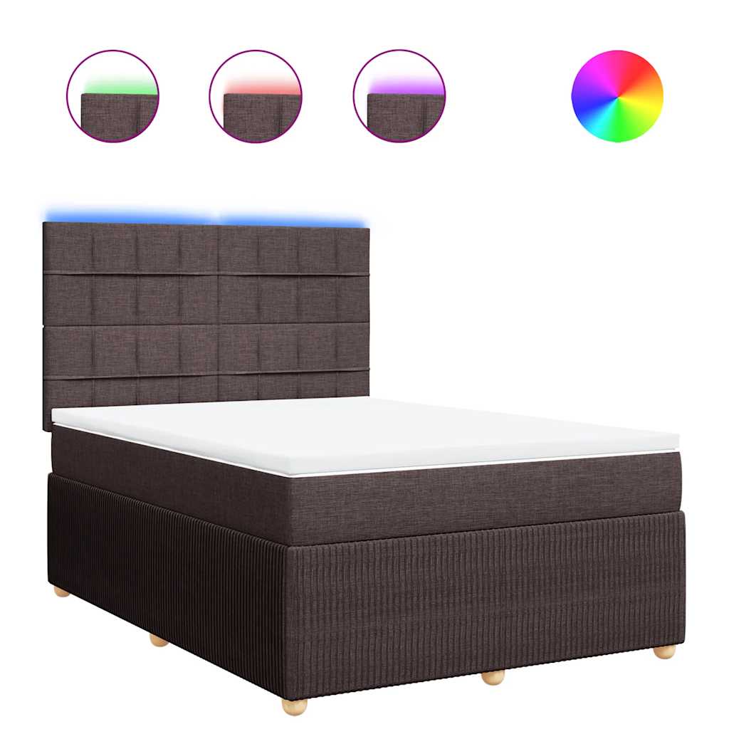 Giroletto a Molle con Materasso Marrone Scuro 140x190cm Tessuto | homemem39