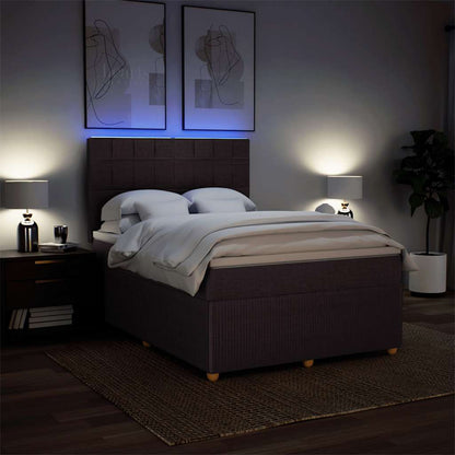Giroletto a Molle con Materasso Marrone Scuro 140x190cm Tessuto