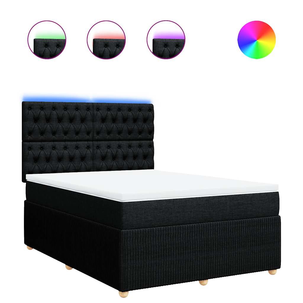 Giroletto a Molle con Materasso Nero 140x190 cm in Tessuto | homemem39
