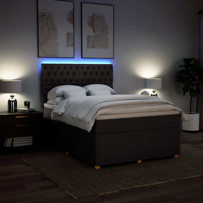 Giroletto a Molle con Materasso Marrone Scuro 140x190cm Tessuto | homemem39