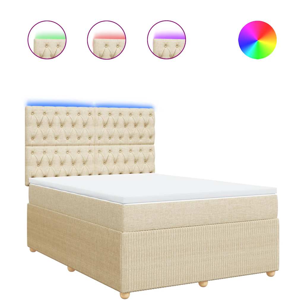 Giroletto a Molle con Materasso Crema 140x19 cm in Tessuto | homemem39