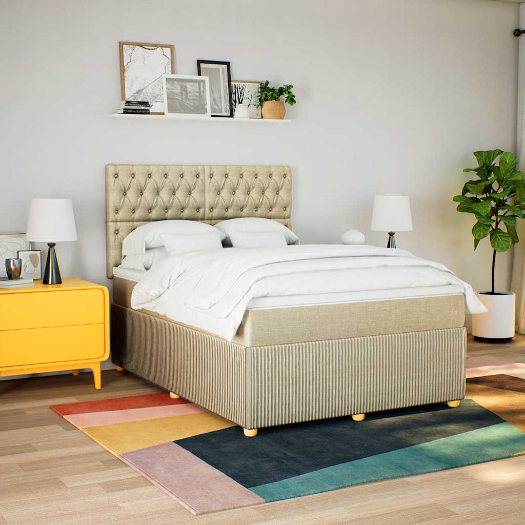 Giroletto a Molle con Materasso Crema 140x19 cm in Tessuto | homemem39