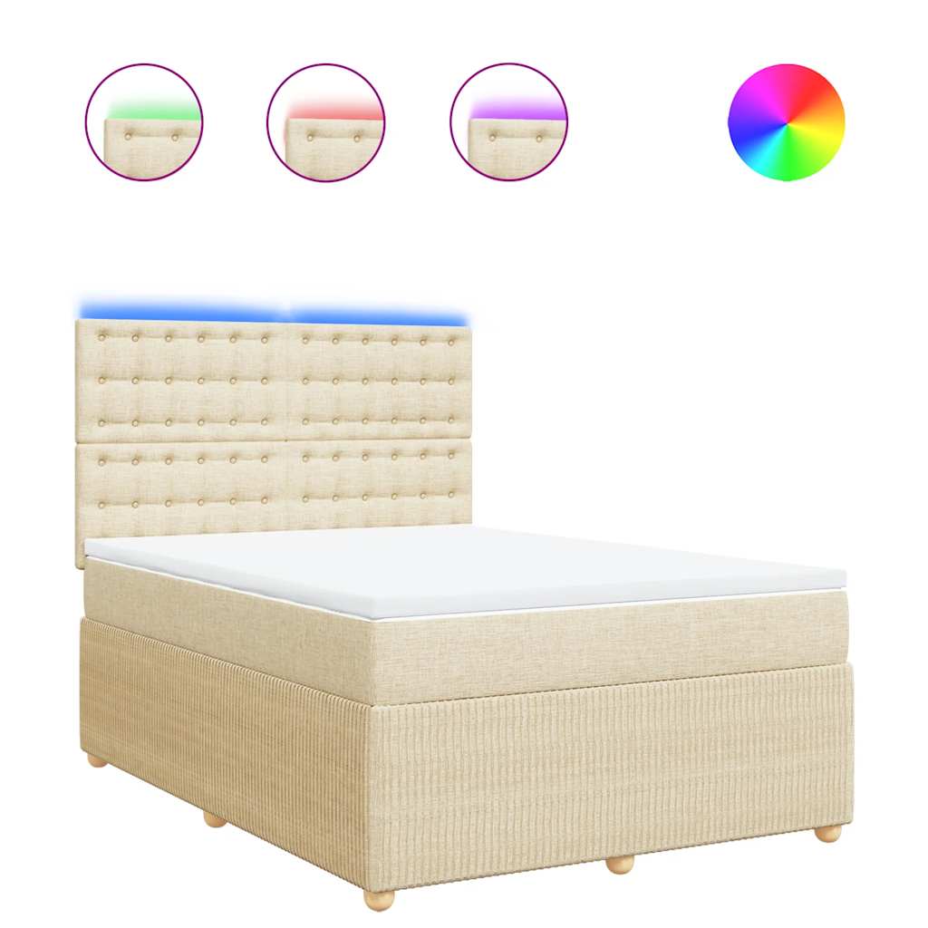 Giroletto a Molle con Materasso Crema 140x19 cm in Tessuto | homemem39