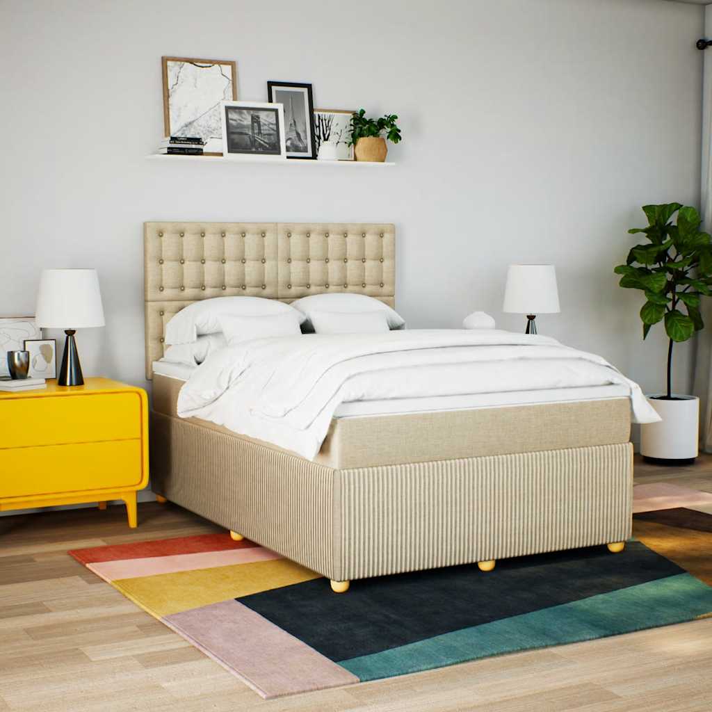 Giroletto a Molle con Materasso Crema 140x19 cm in Tessuto | homemem39