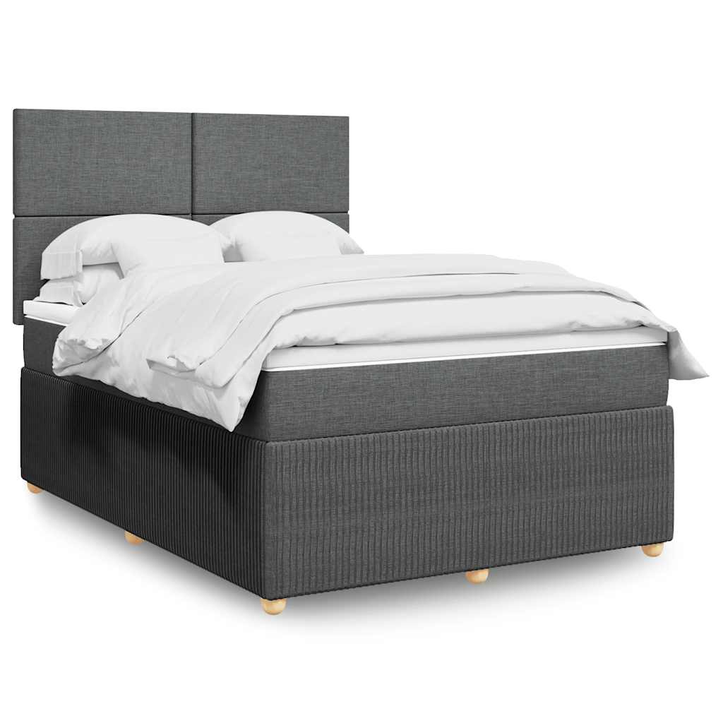 Giroletto a Molle con Materasso Grigio Scuro 140x200cm Tessuto