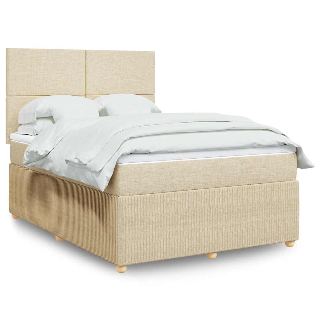 Giroletto a Molle con Materasso Crema 140x200 cm in Tessuto | homemem39