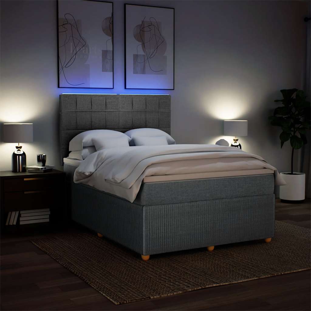 Giroletto a Molle con Materasso Grigio Chiaro 140x200cm Tessuto