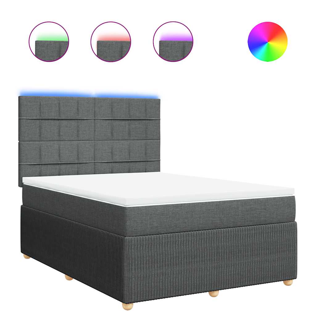 Giroletto a Molle con Materasso Grigio Scuro 140x200cm Tessuto | homemem39