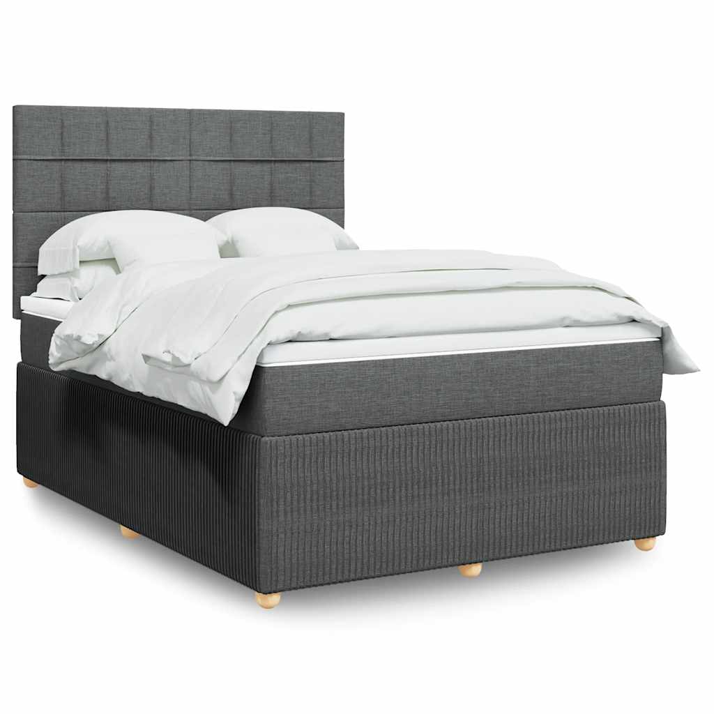 Giroletto a Molle con Materasso Grigio Scuro 140x200cm Tessuto