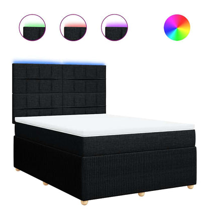 Giroletto a Molle con Materasso Nero 140x200 cm in Tessuto