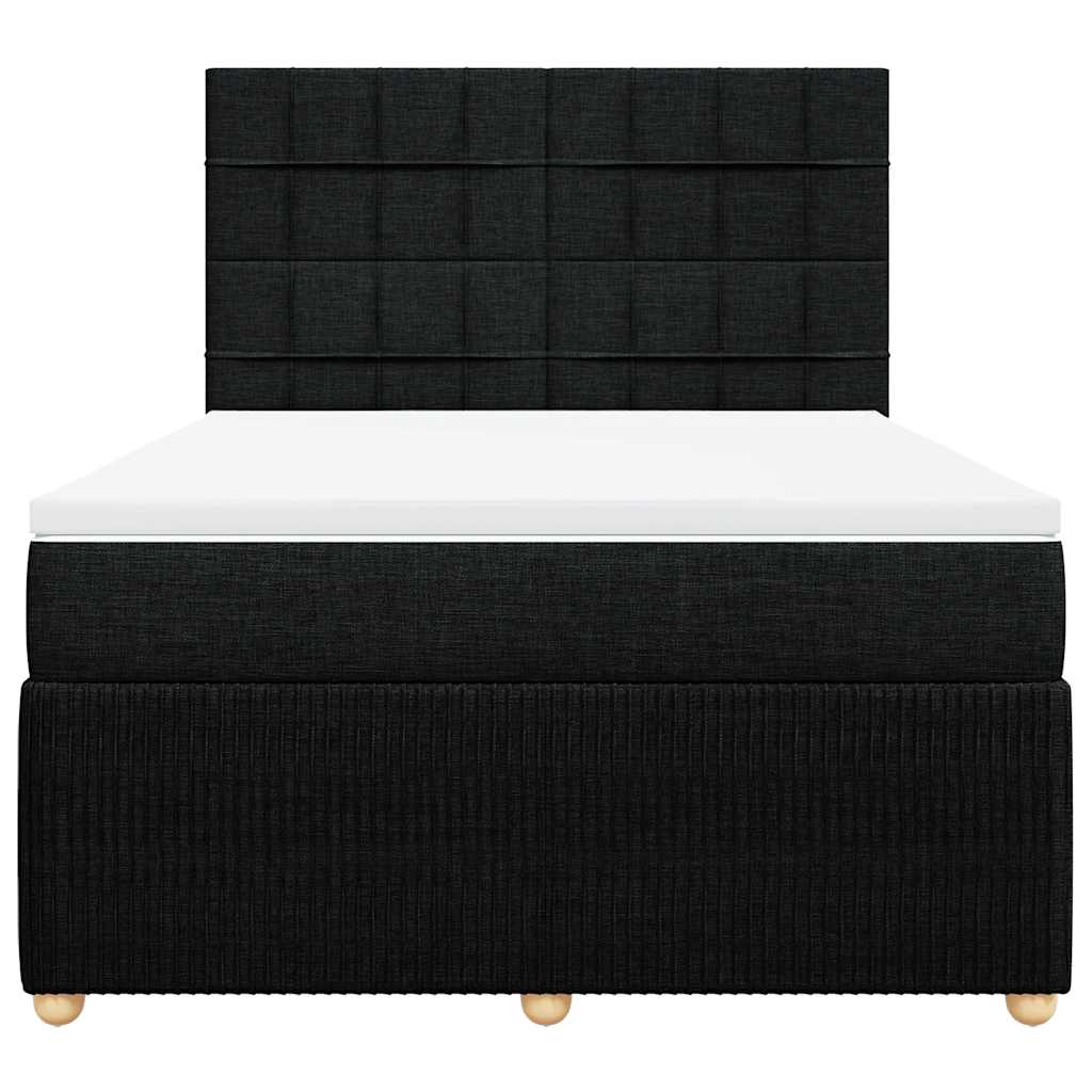 Giroletto a Molle con Materasso Nero 140x200 cm in Tessuto