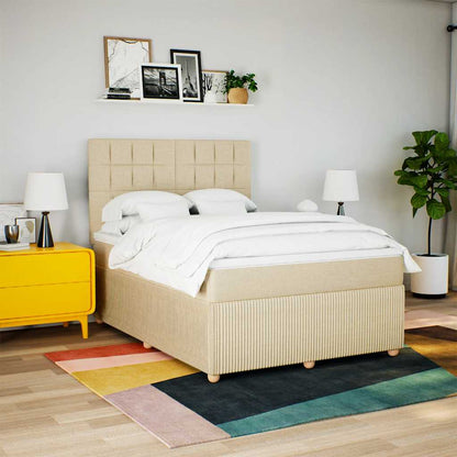 Giroletto a Molle con Materasso Crema 140x200 cm in Tessuto | homemem39
